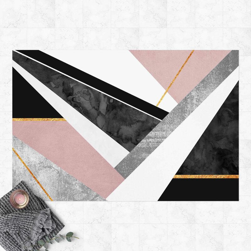 

Alfombras vinílicas - Elisabeth Fredriksson - Black And White Geometry With Gold - Apaisado 2:3 Dimensión LxA: 60cm x 90cm