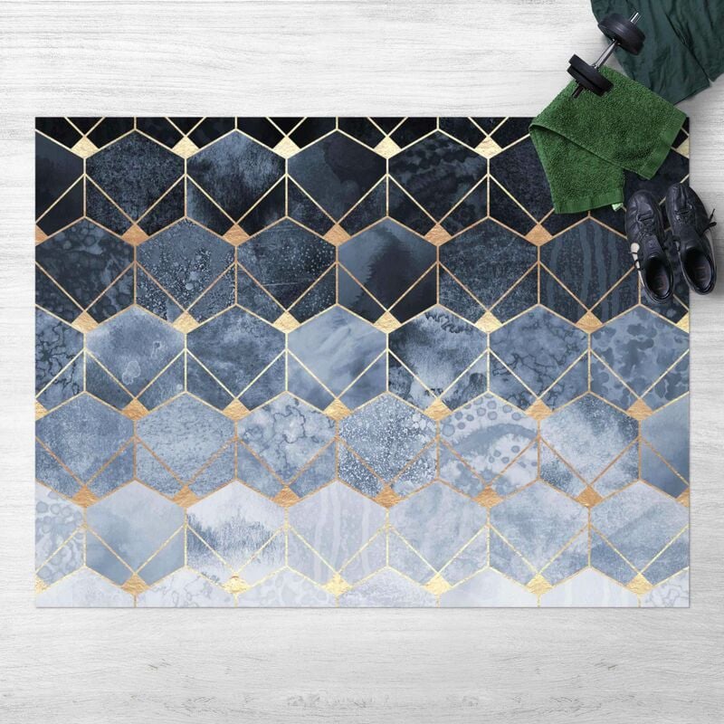 

Alfombras vinílicas - Elisabeth Fredriksson - Blue Geometry Golden Art Deco - Apaisado 3:4 Dimensión LxA: 60cm x 80cm