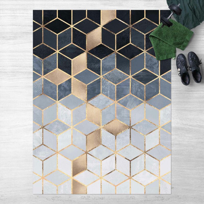 

Alfombras vinílicas - Elisabeth Fredriksson - Blue White Golden Geometry - Alto 4:3 Dimensión LxA: 100cm x 75cm