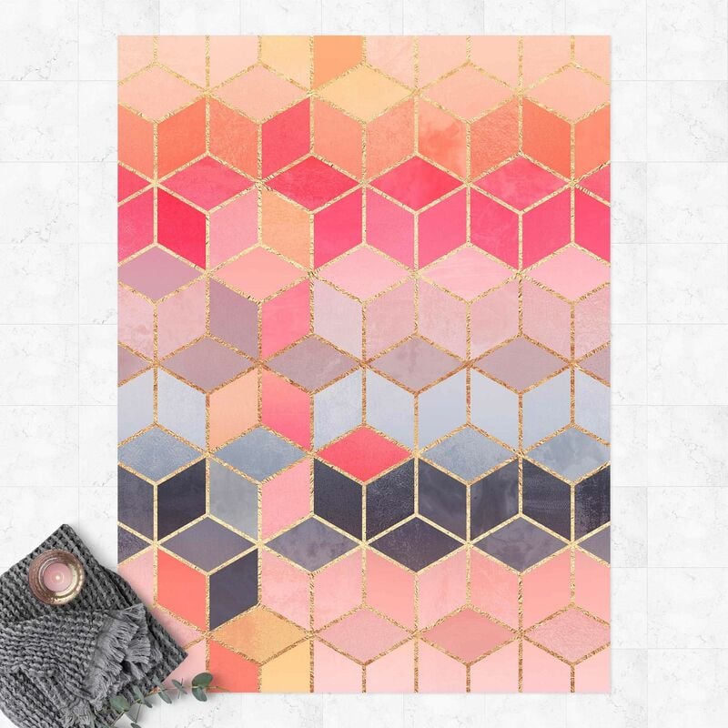

Alfombras vinílicas - Elisabeth Fredriksson - Colourful Pastel Golden Geometrie - Alto 4:3 Dimensión LxA: 120cm x 90cm