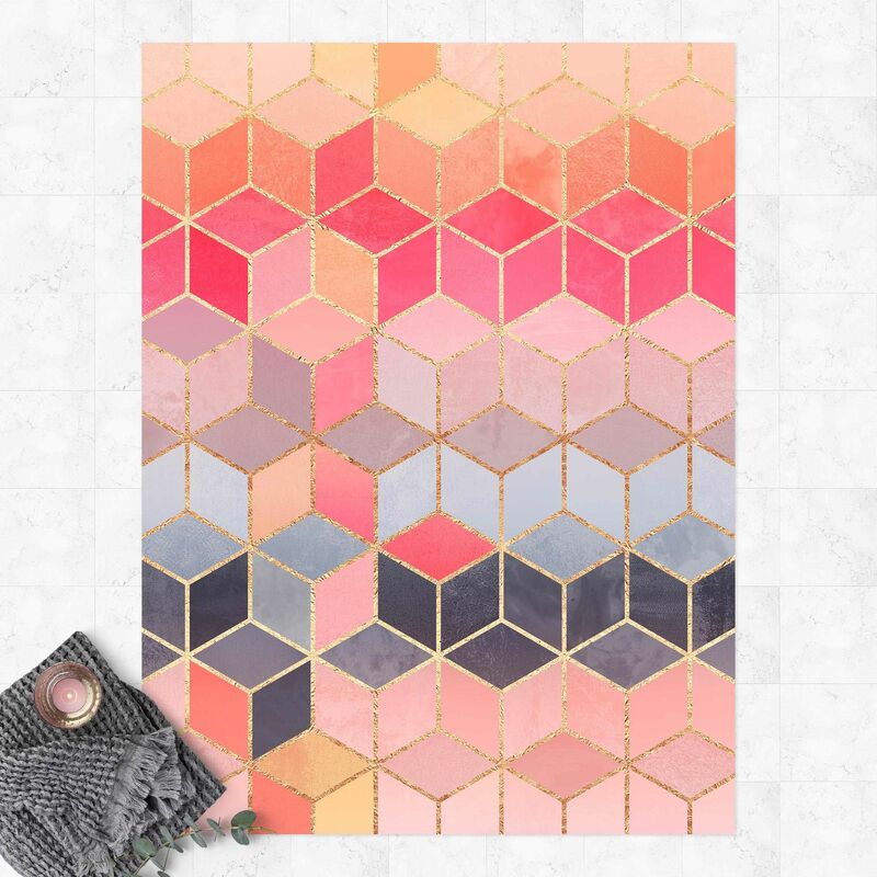 

Alfombras vinílicas - Elisabeth Fredriksson - Colourful Pastel Golden Geometrie - Alto 4:3 Dimensión LxA: 160cm x 120cm