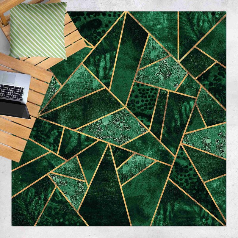 

Alfombras vinílicas - Elisabeth Fredriksson - Dark Emerald With Gold - Cuadrado 1:1 Dimensión LxA: 80cm x 80cm