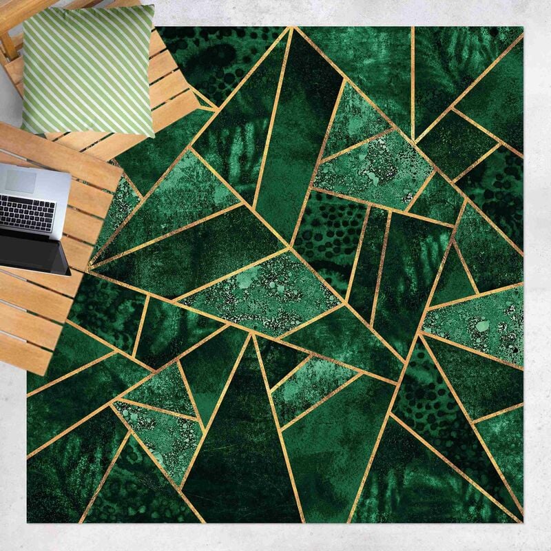

Bilderwelten - Alfombras vinílicas - Elisabeth Fredriksson - Dark Emerald With Gold - Cuadrado 1:1 Dimensión LxA: 100cm x 100cm