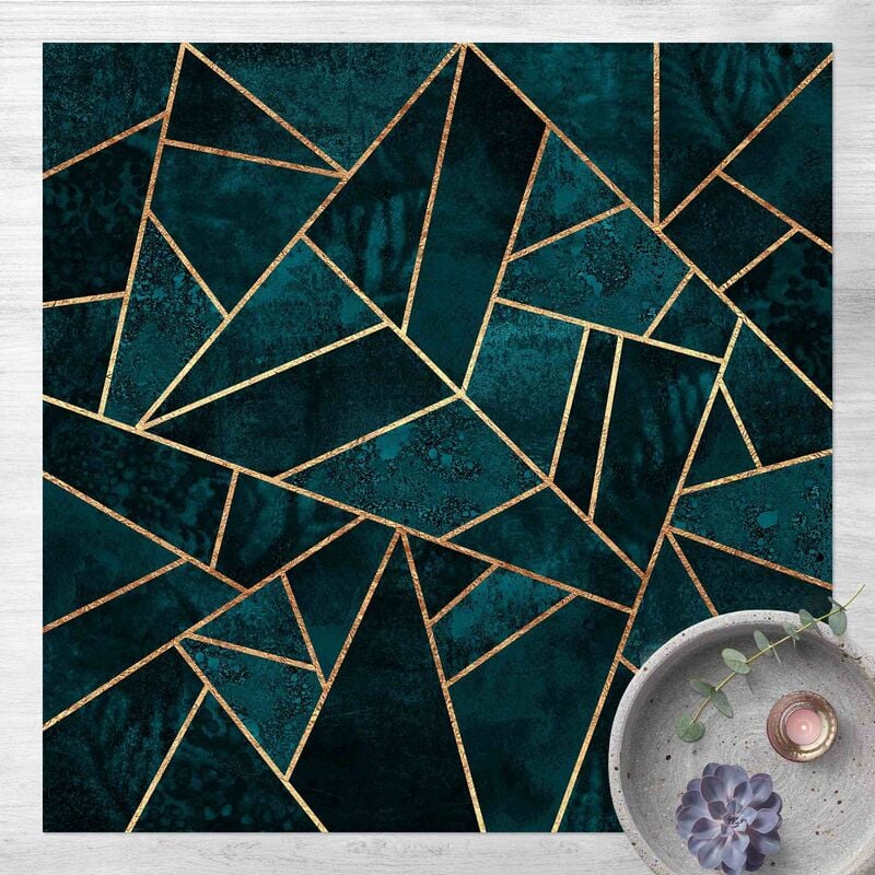 

Alfombras vinílicas - Elisabeth Fredriksson - Dark Turquoise With Gold - Cuadrado 1:1 Dimensión LxA: 60cm x 60cm