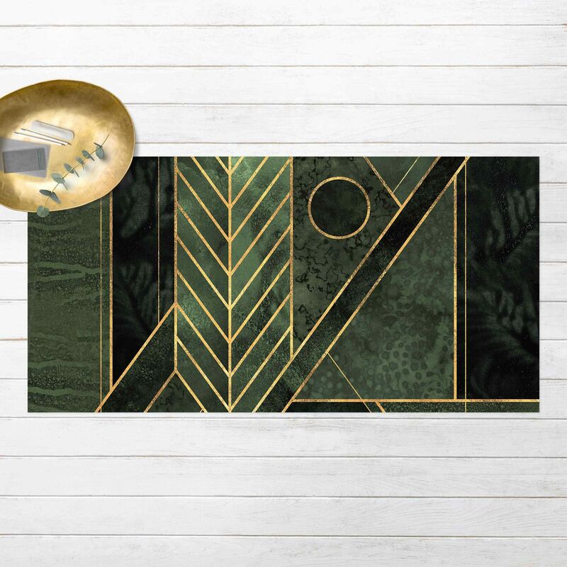 

Bilderwelten - Alfombras vinílicas - Elisabeth Fredriksson - Geometric Shapes Emerald Gold - Apaisado 1:2 Dimensión LxA: 110cm x 220cm