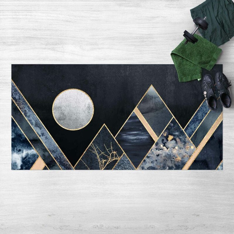 

Bilderwelten - Alfombras vinílicas - Elisabeth Fredriksson - Golden Moon Abstract Black Mountains - Apaisado 1:2 Dimensión LxA: 80cm x 160cm