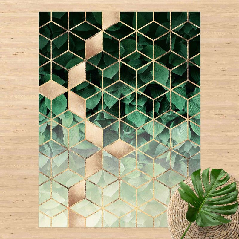 

Alfombras vinílicas - Elisabeth Fredriksson - Green Leaves Golden Geometry - Alto 4:3 Dimensión LxA: 180cm x 135cm