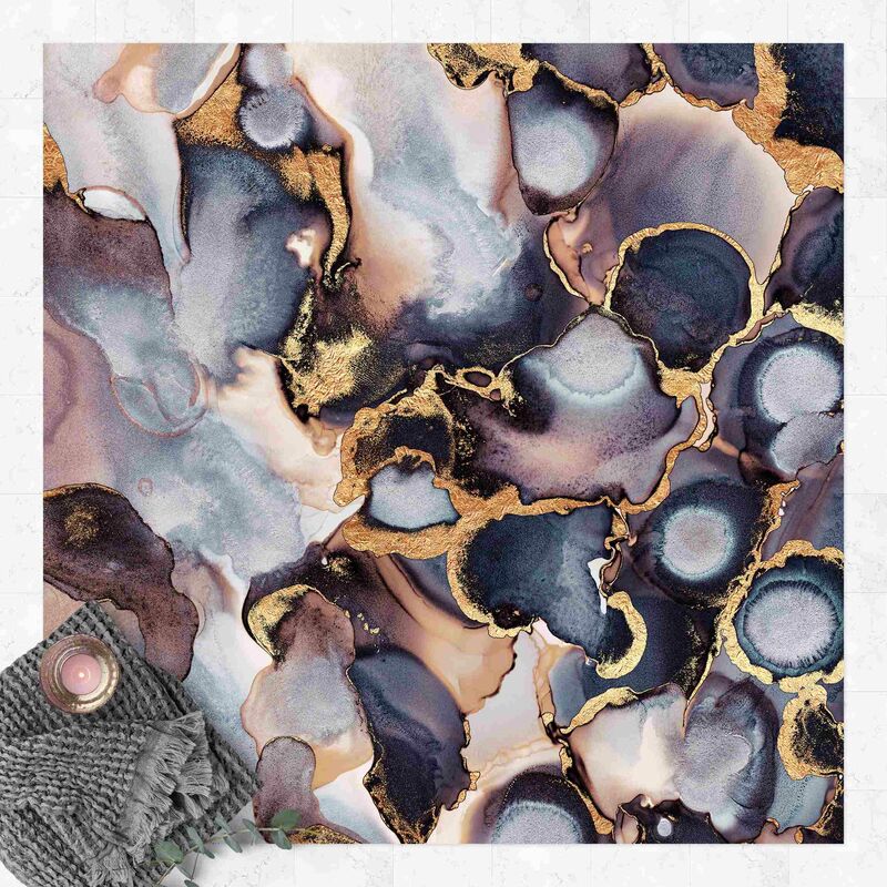 

Bilderwelten - Alfombras vinílicas - Elisabeth Fredriksson - Marble Watercolour With Gold - Cuadrado 1:1 Dimensión LxA: 120cm x 120cm