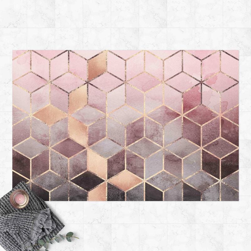 

Alfombras vinílicas - Elisabeth Fredriksson - Pink Gray Golden Geometry - Apaisado 2:3 Dimensión LxA: 100cm x 150cm