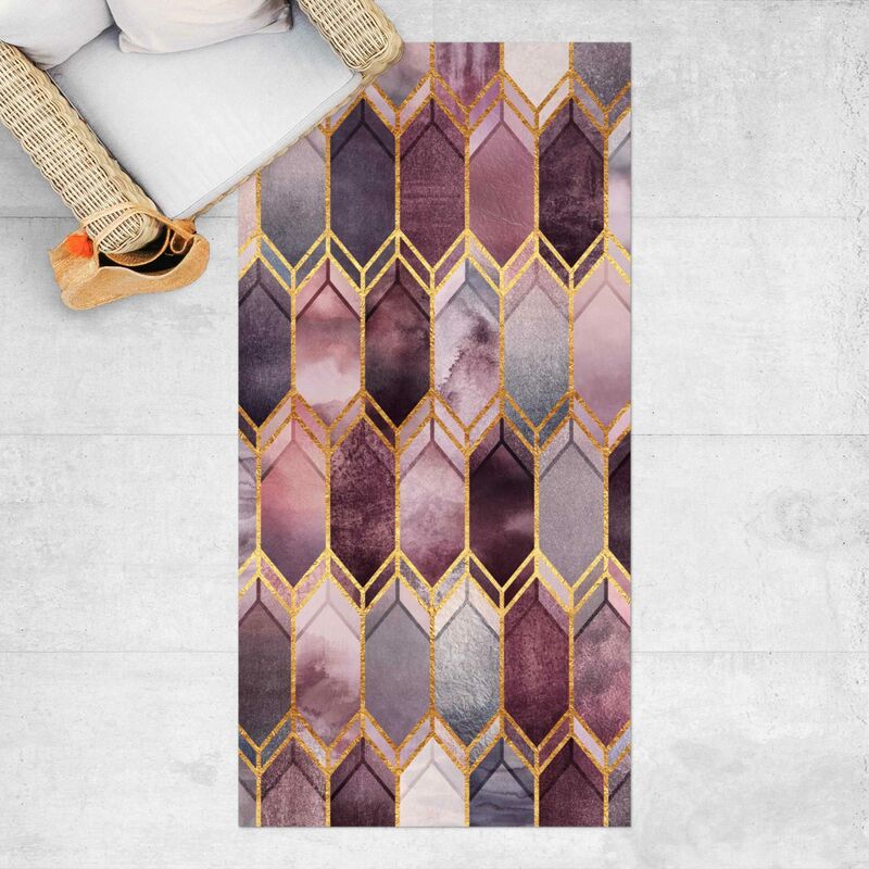 

Bilderwelten - Alfombras vinílicas - Elisabeth Fredriksson - Stained Glass Geometric Rose Gold - Alto 2:1 Dimensión LxA: 200cm x 100cm