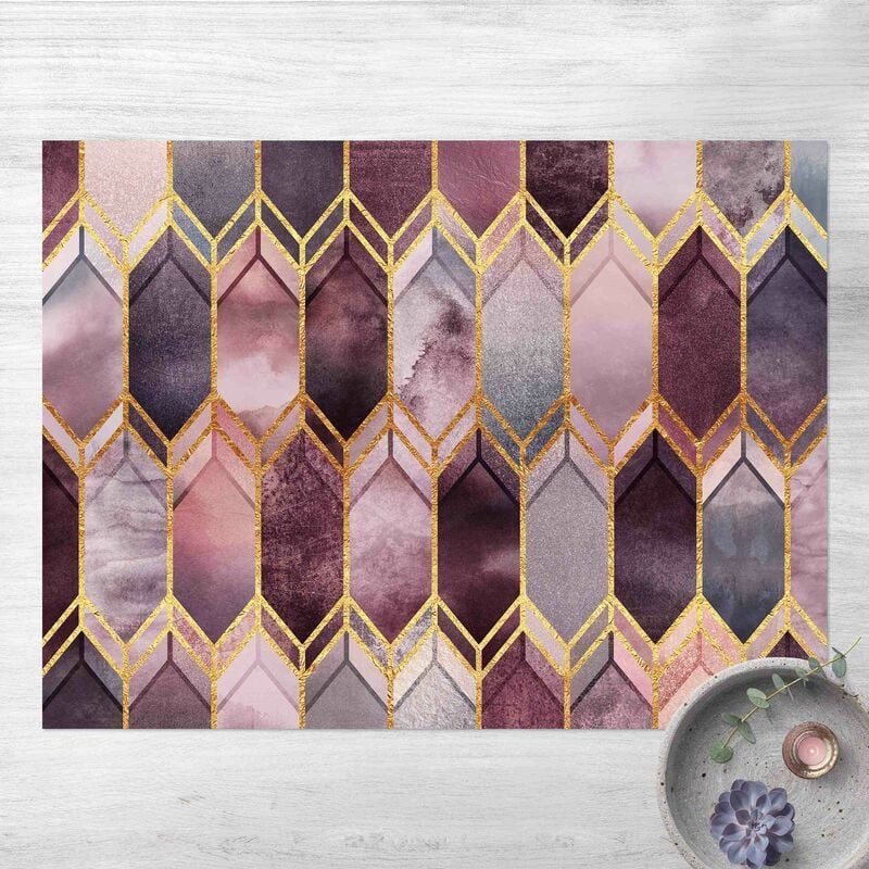 

Alfombras vinílicas - Elisabeth Fredriksson - Stained Glass Geometric Rose Gold - Apaisado 3:4 Dimensión LxA: 90cm x 120cm