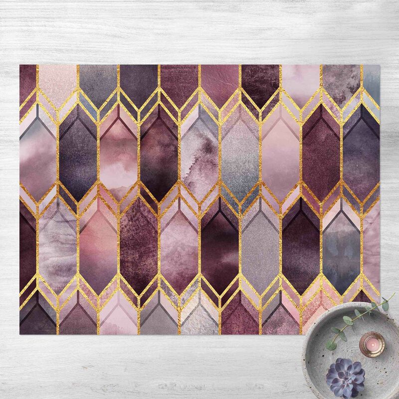 

Alfombras vinílicas - Elisabeth Fredriksson - Stained Glass Geometric Rose Gold - Apaisado 3:4 Dimensión LxA: 75cm x 100cm