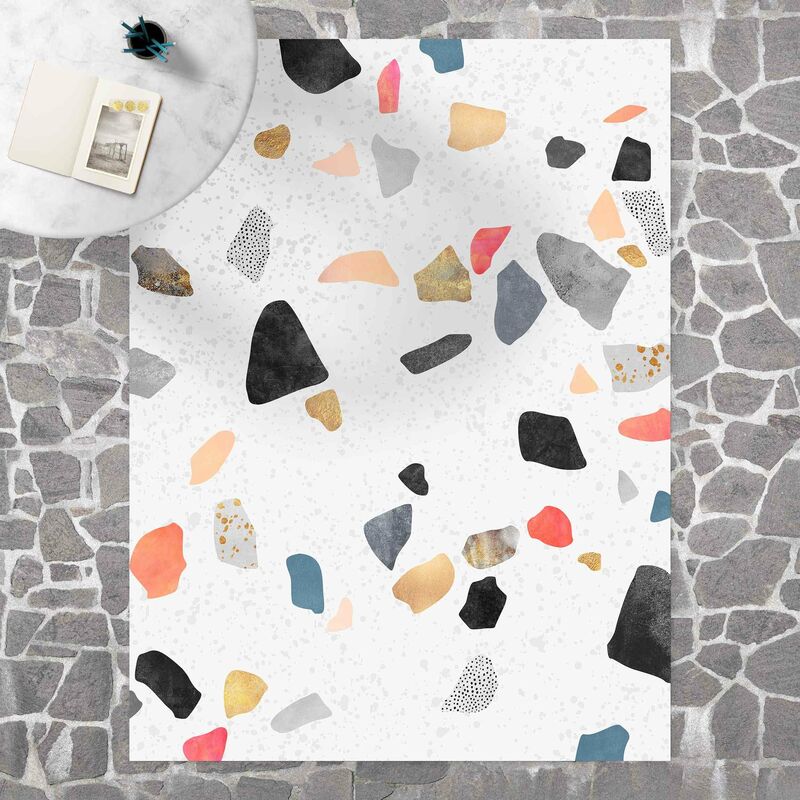 

Alfombras vinílicas - Elisabeth Fredriksson - White Terrazzo With Gold Stones - Alto 4:3 Dimensión LxA: 140cm x 105cm