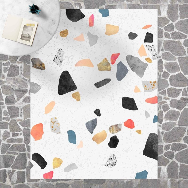 

Alfombras vinílicas - Elisabeth Fredriksson - White Terrazzo With Gold Stones - Alto 4:3 Dimensión LxA: 80cm x 60cm