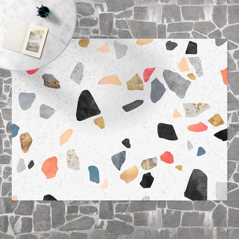 

Alfombras vinílicas - Elisabeth Fredriksson - White Terrazzo With Gold Stones - Apaisado 3:4 Dimensión LxA: 60cm x 80cm