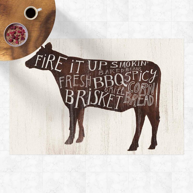 

Alfombras vinílicas - Farm BBQ - Cow - Apaisado 2:3 Dimensión LxA: 140cm x 210cm