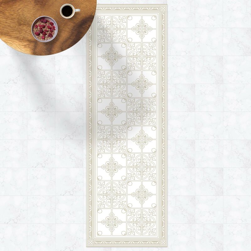 

Bilderwelten - Alfombras vinílicas - Floral Tile Pattern Sand With Border - Panorámico Dimensión LxA: 300cm x 100cm
