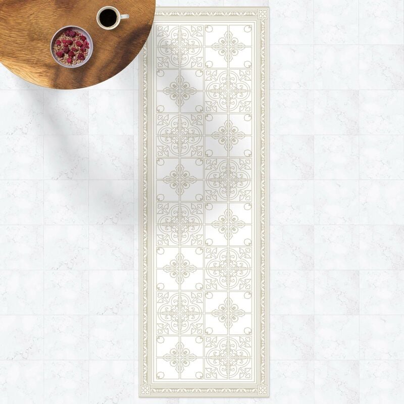 

Bilderwelten - Alfombras vinílicas - Floral Tile Pattern Sand With Border - Panorámico Dimensión LxA: 90cm x 30cm