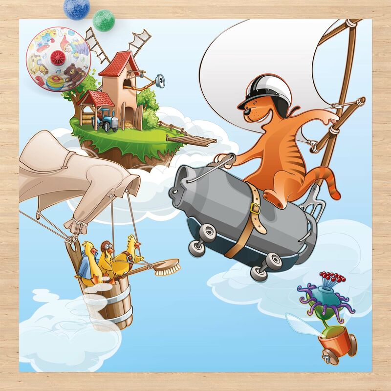 

Bilderwelten - Alfombras vinílicas - Flying Farm Race - Cuadrado 1:1 Dimensión LxA: 120cm x 120cm