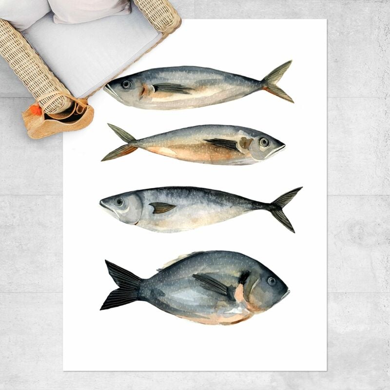 

Alfombras vinílicas - Four Fish In Watercolour l - Alto 4:3 Dimensión LxA: 100cm x 75cm