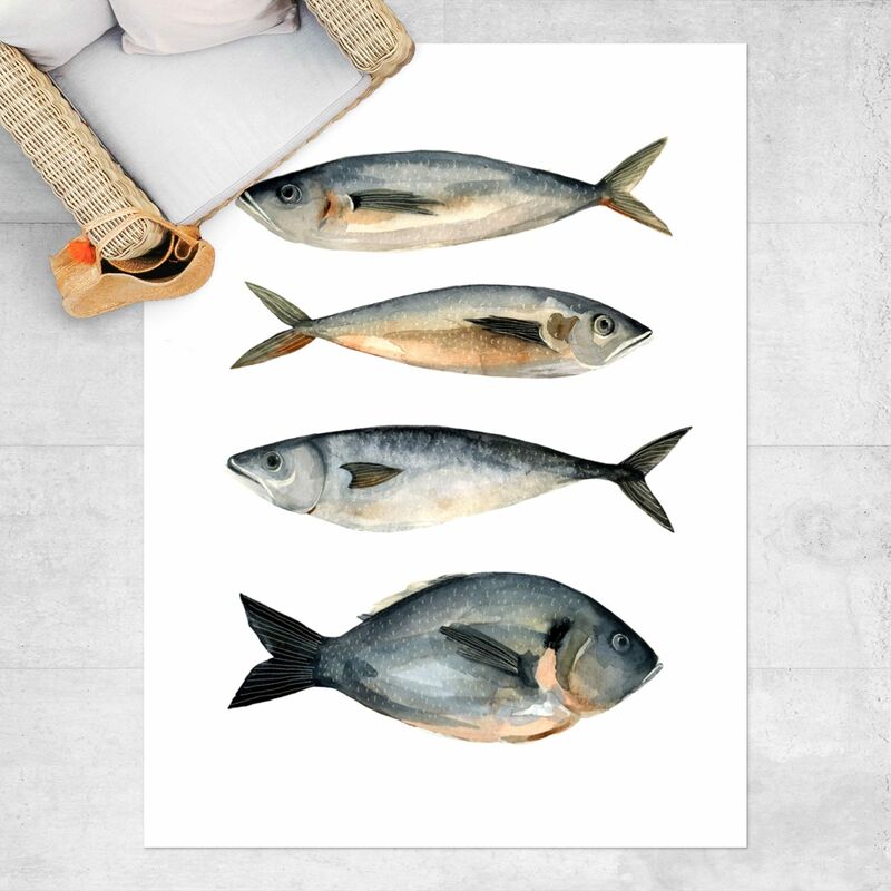 

Alfombras vinílicas - Four Fish In Watercolour l - Alto 4:3 Dimensión LxA: 180cm x 135cm