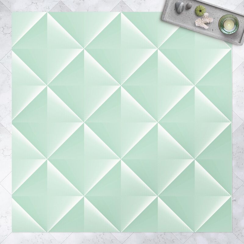 

Bilderwelten - Alfombras vinílicas - Geometric 3D Diamond Pattern In Mint - Cuadrado 1:1 Dimensión LxA: 100cm x 100cm