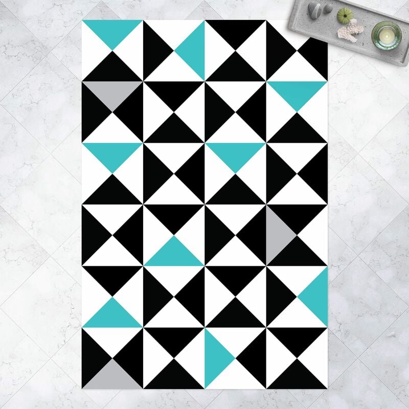 

Alfombras vinílicas - Geometrical Pattern Big Triangles Touch of Turquoise - Alto 3:2 Dimensión LxA: 180cm x 120cm