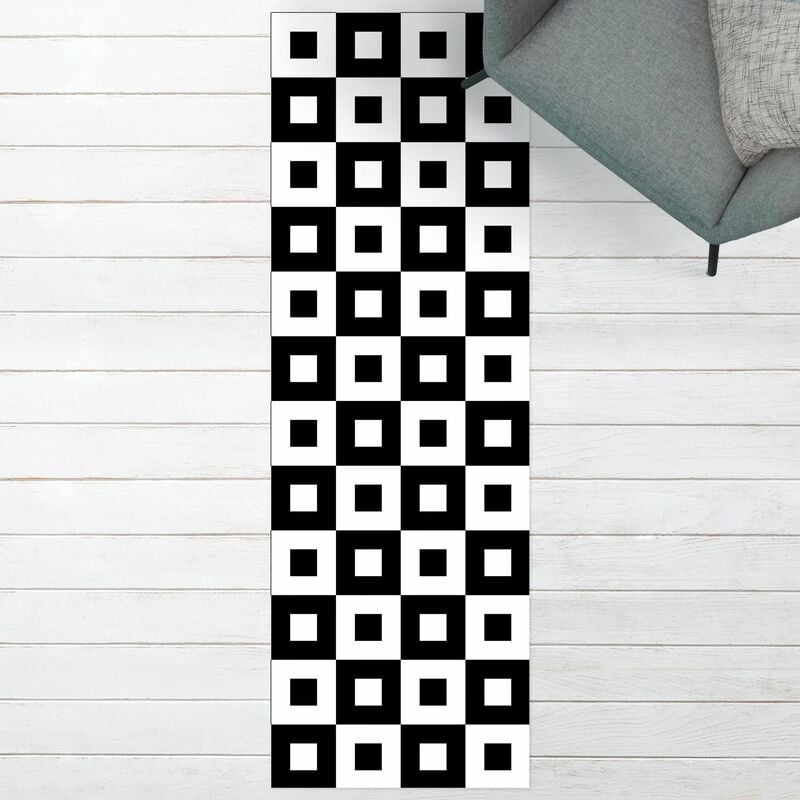

Bilderwelten - Alfombras vinílicas - Geometrical Pattern Of Black And White Squares, - Panorámico Dimensión LxA: 210cm x 70cm