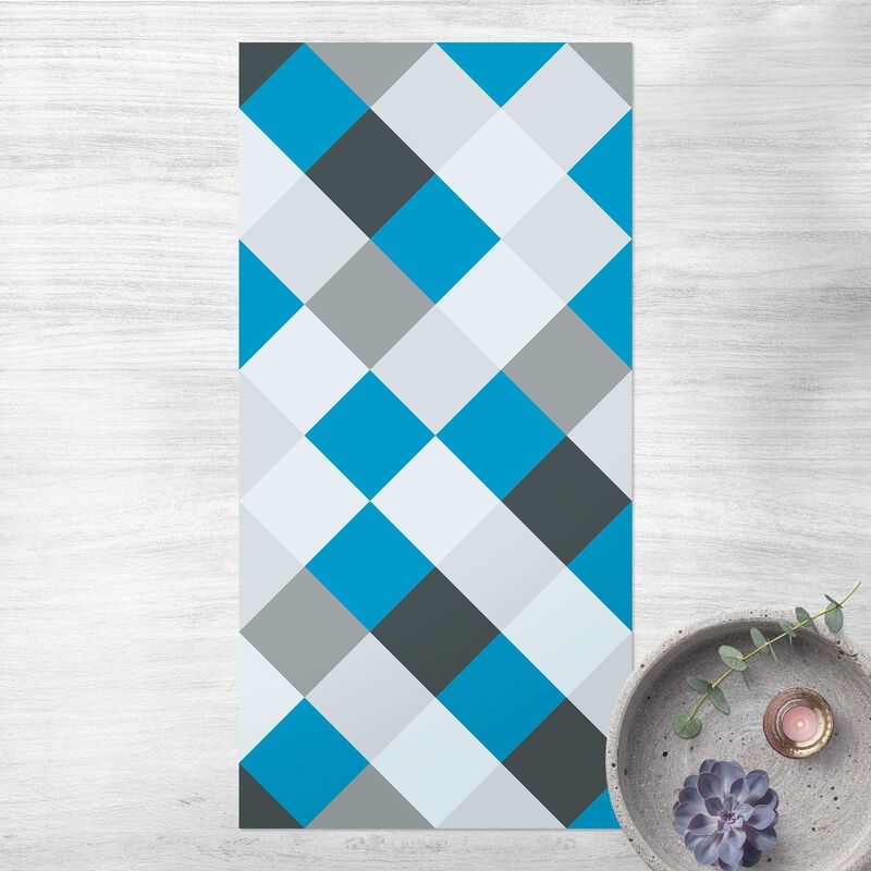 

Bilderwelten - Alfombras vinílicas - Geometrical Pattern Rotated Chessboard Blue - Alto 2:1 Dimensión LxA: 80cm x 40cm