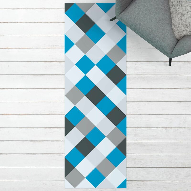 

Alfombras vinílicas - Geometrical Pattern Rotated Chessboard Blue - Panorámico Dimensión LxA: 180cm x 60cm