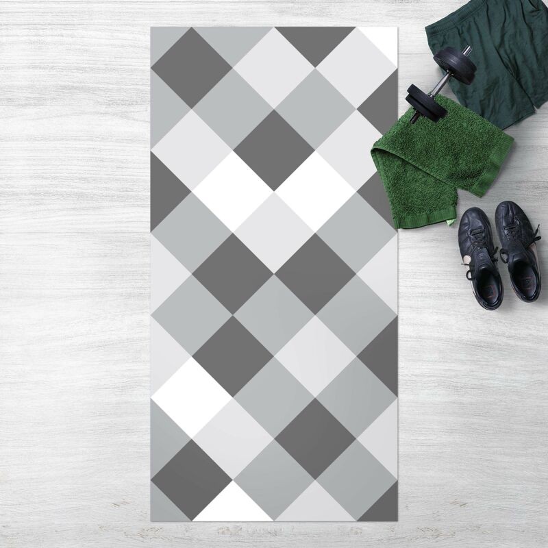 

Bilderwelten - Alfombras vinílicas - Geometrical Pattern Rotated Chessboard Grey - Alto 2:1 Dimensión LxA: 200cm x 100cm