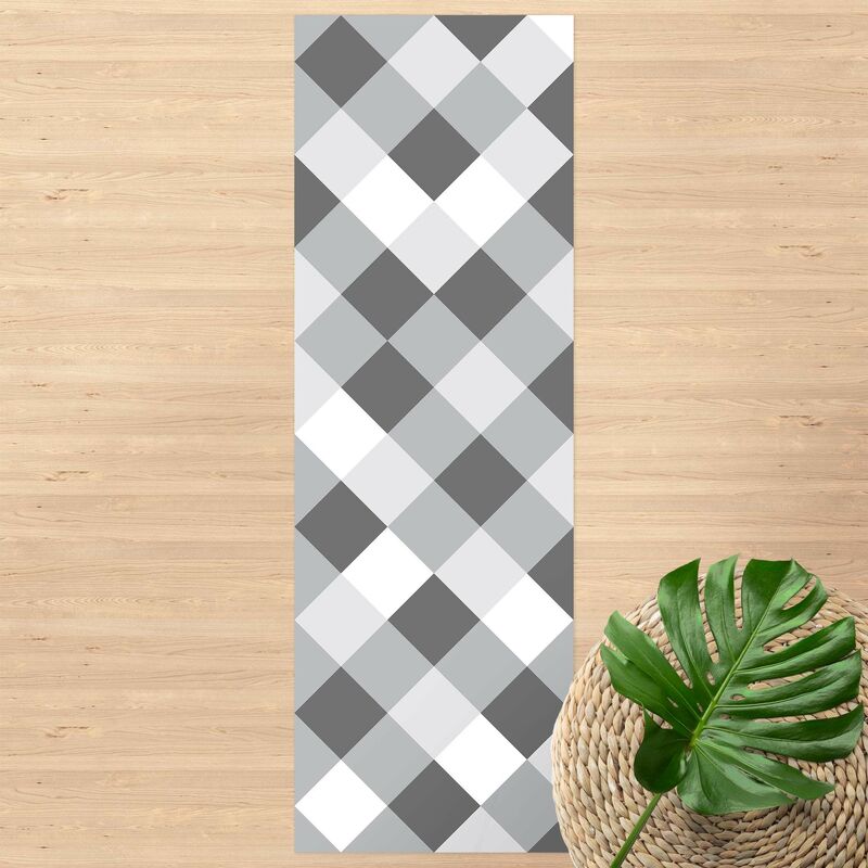 

Alfombras vinílicas - Geometrical Pattern Rotated Chessboard Grey - Panorámico Dimensión LxA: 120cm x 40cm