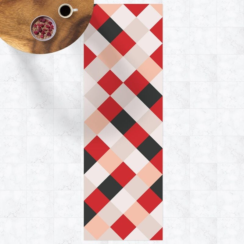 

Bilderwelten - Alfombras vinílicas - Geometrical Pattern Rotated Chessboard Red - Panorámico Dimensión LxA: 90cm x 30cm