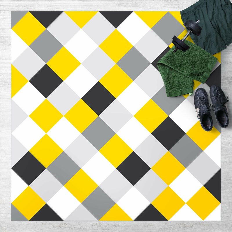 

Alfombras vinílicas - Geometrical Pattern Rotated Chessboard Yellow - Cuadrado 1:1 Dimensión LxA: 100cm x 100cm