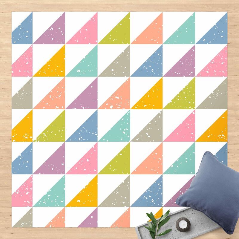 

Alfombras vinílicas - Geometrical Pattern With Triangles Colourful - Cuadrado 1:1 Dimensión LxA: 140cm x 140cm