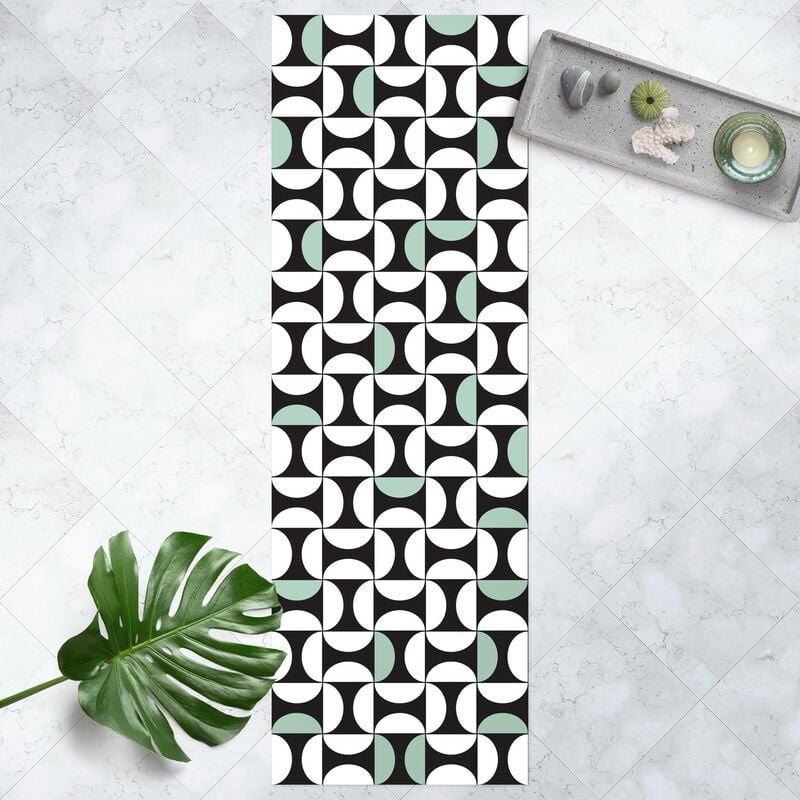 

Alfombras vinílicas - Geometrical Tile Arches Mint Green With Border - Panorámico Dimensión LxA: 270cm x 90cm