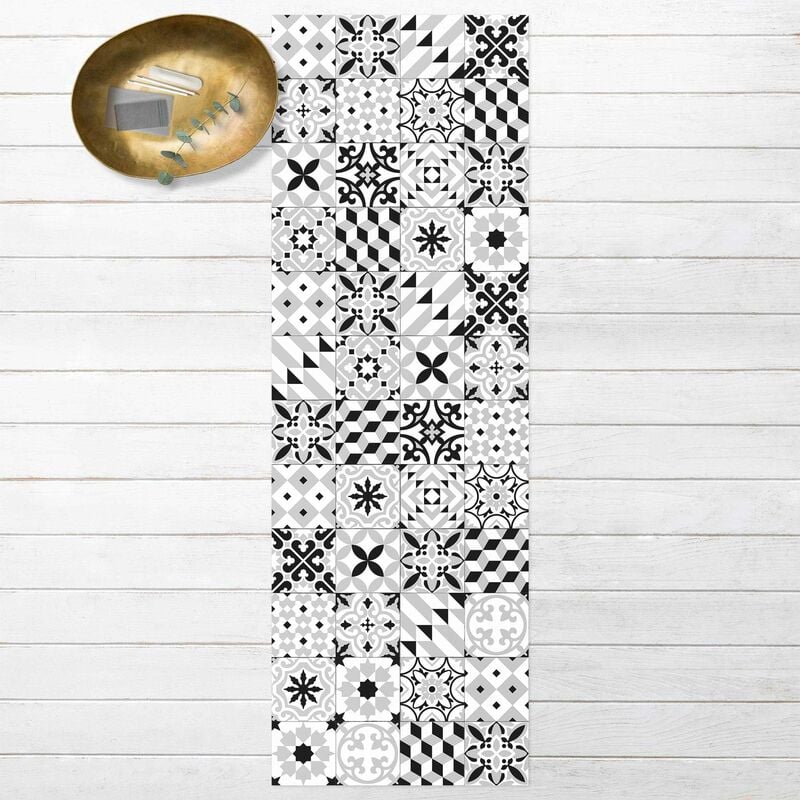 

Alfombras vinílicas - Geometrical Tile Mix Black - Panorámico Dimensión LxA: 180cm x 60cm