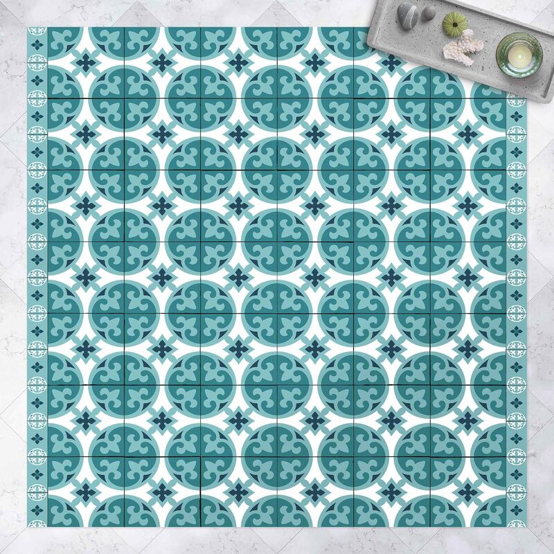 

Bilderwelten - Alfombras vinílicas - Geometrical Tile Mix Circles Turquoise - Cuadrado 1:1 Dimensión LxA: 120cm x 120cm