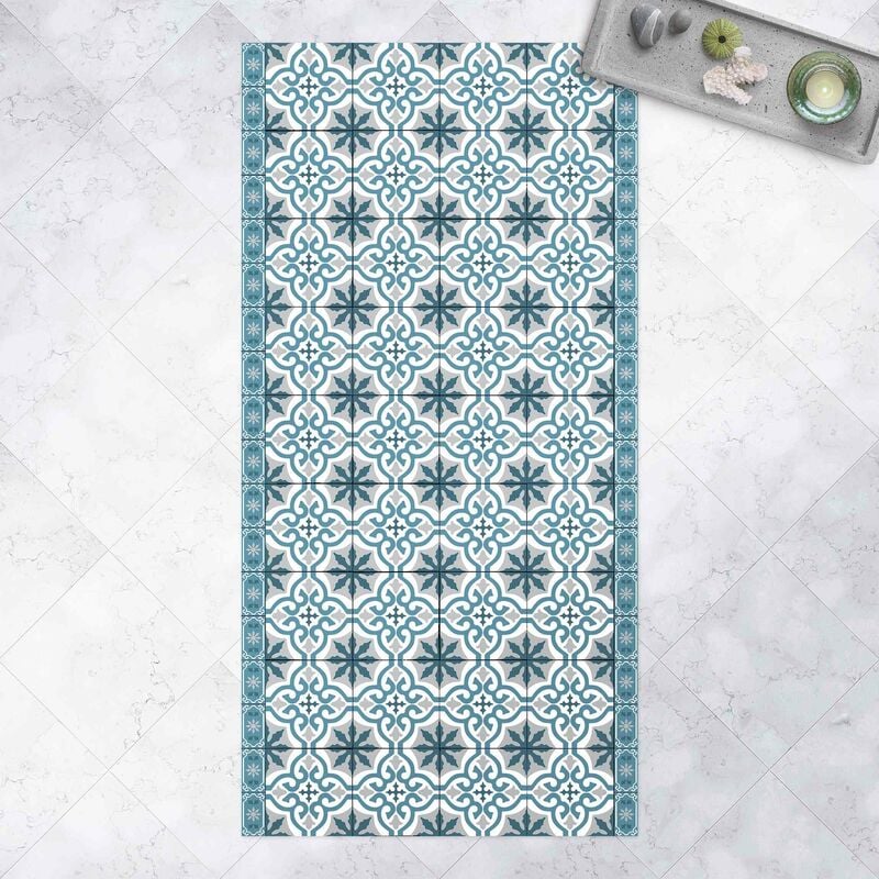 

Bilderwelten - Alfombras vinílicas - Geometrical Tile Mix Cross Blue Grey - Alto 2:1 Dimensión LxA: 280cm x 140cm