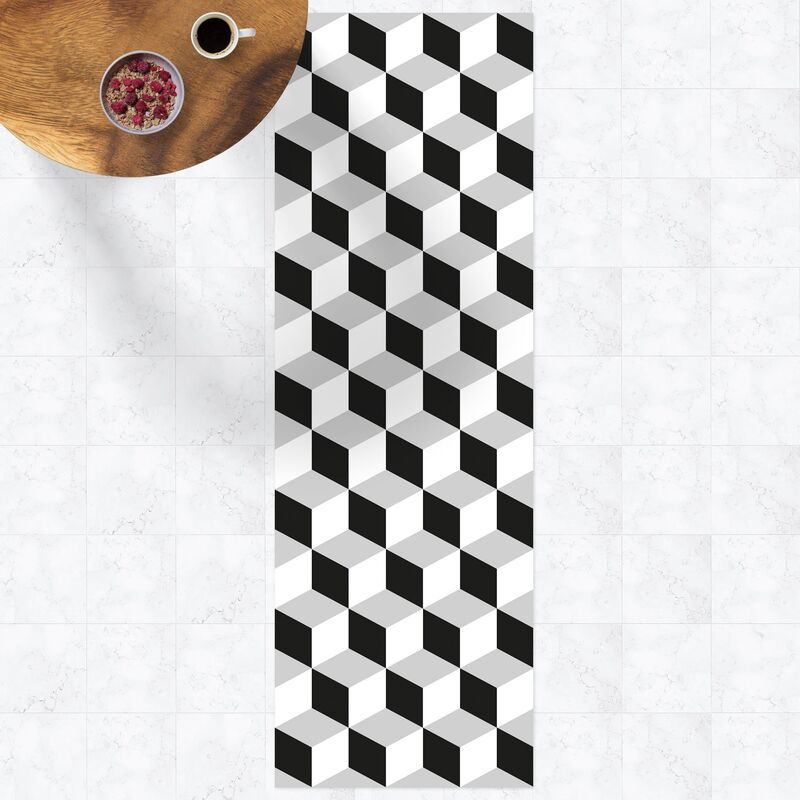 

Alfombras vinílicas - Geometrical Tile Mix Cubes Black - Panorámico Dimensión LxA: 150cm x 50cm