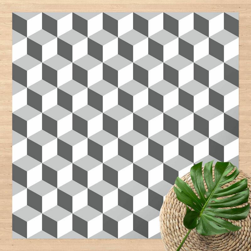 

Alfombras vinílicas - Geometrical Tile Mix Cubes Grey - Cuadrado 1:1 Dimensión LxA: 120cm x 120cm