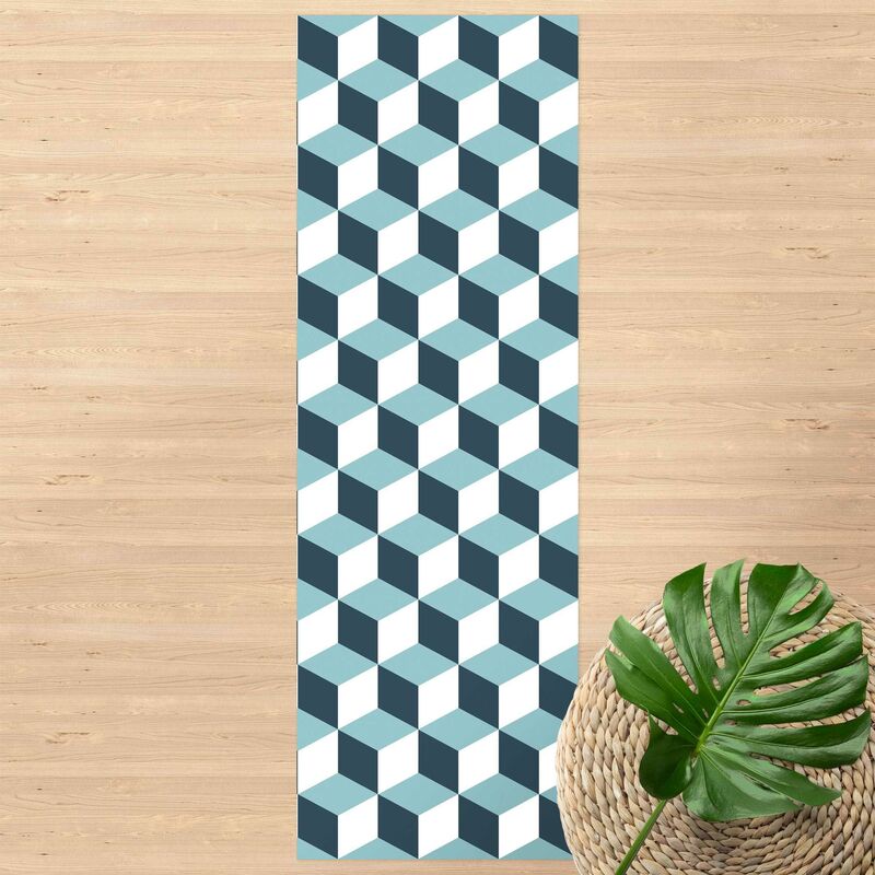 

Bilderwelten - Alfombras vinílicas - Geometrical Tile Mix Cubes Turquoise - Panorámico Dimensión LxA: 90cm x 30cm