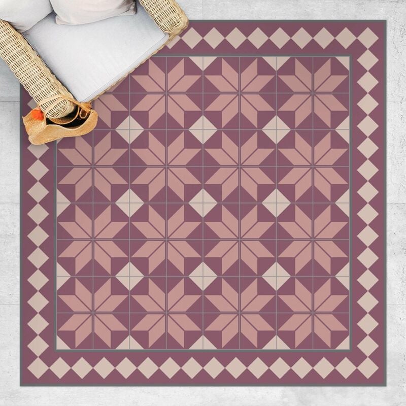 

Bilderwelten - Alfombras vinílicas - Geometrical Tiles Star Flower Antique Pink With Border - Cuadrado 1:1 Dimensión LxA: 140cm x 140cm