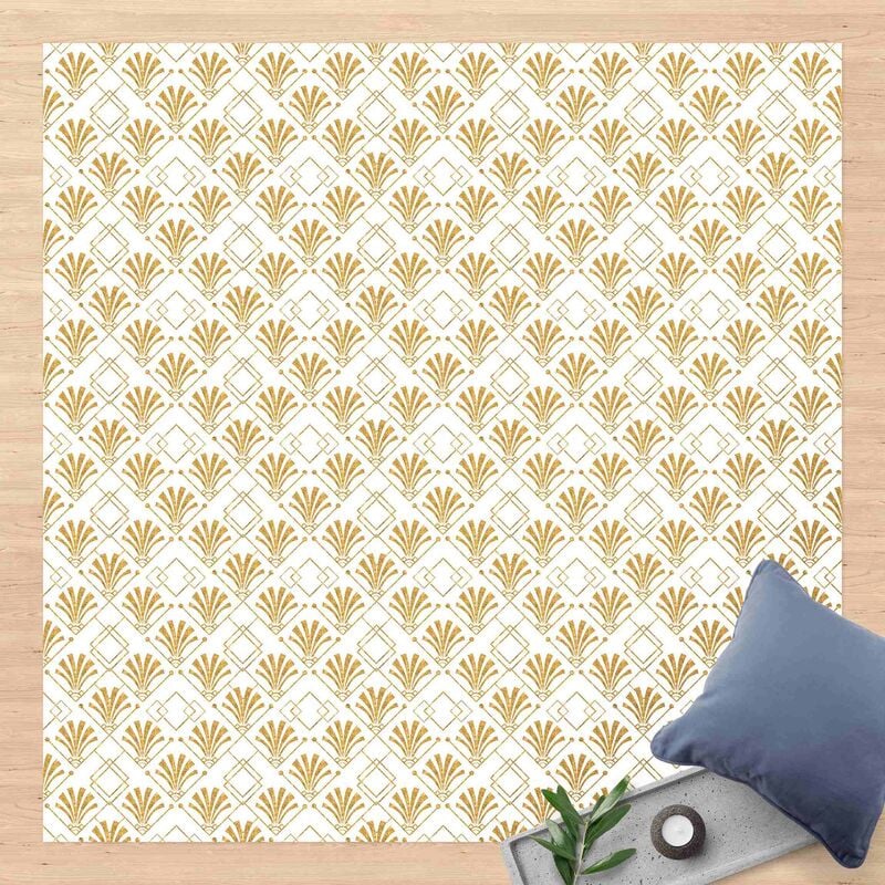 

Bilderwelten - Alfombras vinílicas - Glitter Optic With Art Deco Pattern In Gold - Cuadrado 1:1 Dimensión LxA: 100cm x 100cm