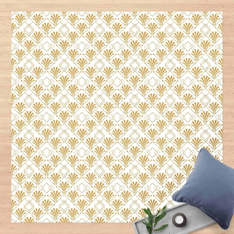 

Alfombras vinílicas - Glitter Optic With Art Deco Pattern In Gold - Cuadrado 1:1 Dimensión LxA: 80cm x 80cm