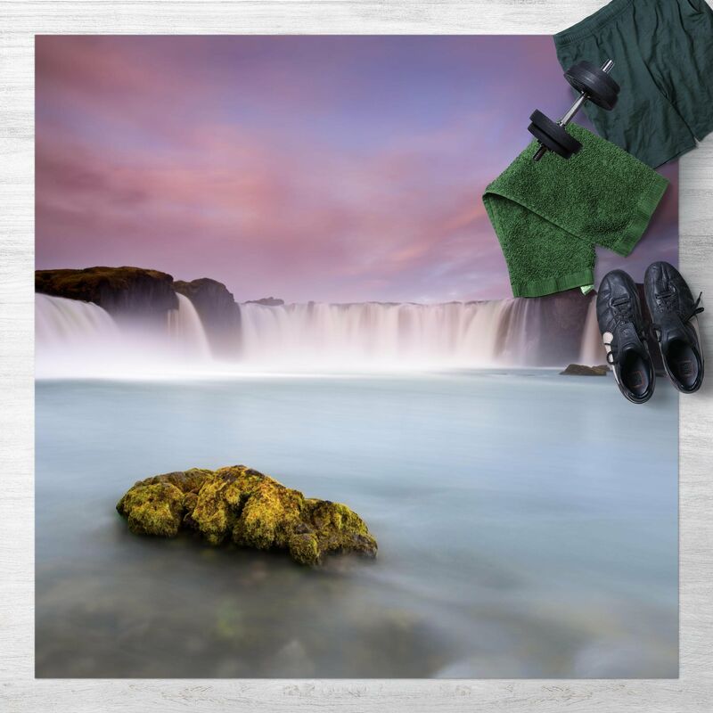 

Bilderwelten - Alfombras vinílicas - Goafoss And The Moon - Cuadrado 1:1 Dimensión LxA: 120cm x 120cm