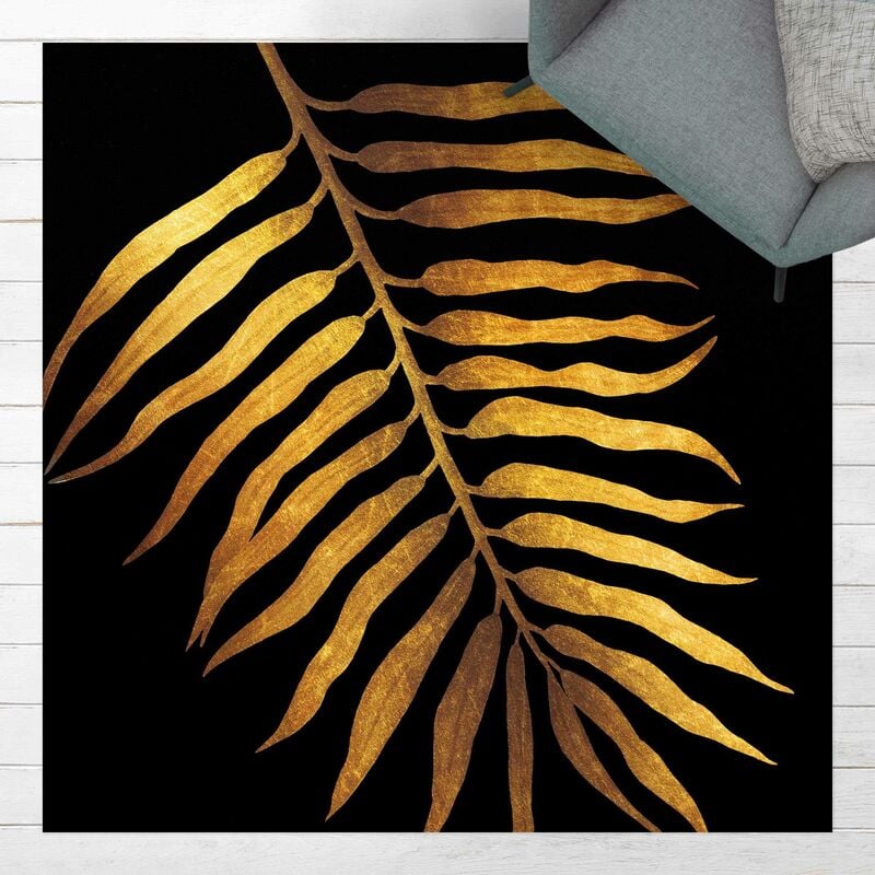 

Alfombras vinílicas - Gold - Palm Leaf II On Black - Cuadrado 1:1 Dimensión LxA: 40cm x 40cm