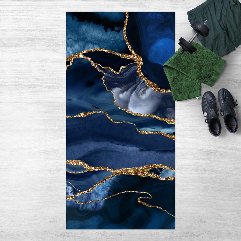 

Alfombras vinílicas - Golden Glitter Waves Blue backdrop - Alto 2:1 Dimensión LxA: 80cm x 40cm