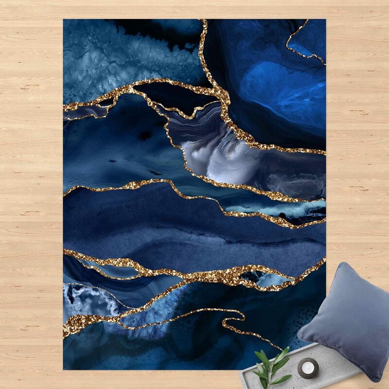 

Alfombras vinílicas - Golden Glitter Waves Blue backdrop - Alto 4:3 Dimensión LxA: 140cm x 105cm