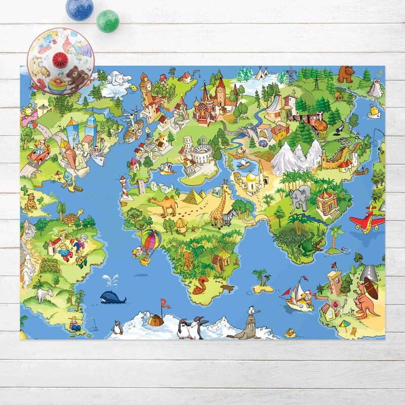 

Alfombras vinílicas - Great And Funny Worldmap - Apaisado 3:4 Dimensión LxA: 45cm x 60cm